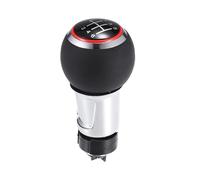 Partuto 6 Speed Manual Shift Knob - Car Gearbox Stick Shifter Lever Knob - for Audi A4 S4 B8 2007-2015 Plastic Faux Leather Black Red Silver Tone - 1 Pc