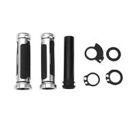 Partuto 7/8" 22mm 15/16" 24mm Motorcycle Hand Grips Cover Kit Non Slip Aluminum Alloy Rubber Handlebar Cover Black Silver Tone 1 Set Rhombus Pattern