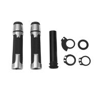 Partuto 7/8" 22mm 15/16" 24mm Motorcycle Hand Grips Cover Kit Non Slip Aluminum Alloy Rubber Handlebar Hand Grips Black Silver Tone 1 Set Rhombus Pattern