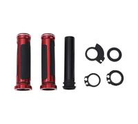 Partuto 7/8" 22mm 15/16" 24mm Motorcycle Hand Grips Cover Kit Non Slip Aluminum Alloy Rubber Handlebar Grips Black Red 1 Set Rhombus Pattern