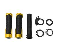 Partuto 7/8" 22mm 15/16" 24mm Motorcycle Hand Grips Cover Kit Non Slip Aluminum Alloy Rubber Handlebar Grips Black Gold Tone 1 Set Square Pattern