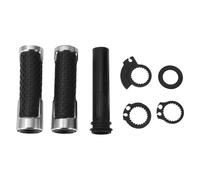 Partuto 7/8" 22mm 15/16" 24mm Motorcycle Hand Grips Cover Kit Non Slip Aluminum Alloy Rubber Handlebar Grips Black Silver Tone 1 Set Square Pattern