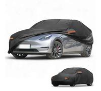 Partuto All-Weather Waterproof Car Cover - UV-Resistant Outdoor Full Exterior Protection for Tesla Model Y 2020-2025 210D-PU Black with Right Side Zipper