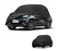 Partuto Car Cover Waterproof All Weather 210D-PU, UV Sun Rain Protection, for Smart Fortwo 2007-2019, with Left Side Zipper & Mirror Pockets, Black