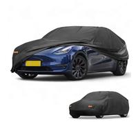 Partuto Car Cover Waterproof All Weather 210D-PU, UV Sun Rain Protection, for Tesla Model Y, with Left Side Zipper & Mirror Pockets, Black