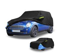 Partuto Car Cover Waterproof All Weather 210D, UV Sun Rain Protection, for Mini Cooper 2DR with Left Side Zipper, Black & Blue