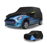 Partuto Car Cover Waterproof All Weather 210D, UV Sun Rain Protection, for Mini Cooper 4DR with Left Side Zipper, Black & Blue