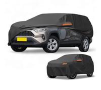 Partuto Car Cover Waterproof All Weather Sun Rain Protection Full Exterior Cover for Toyota RAV4 Black with Left Side Zippers