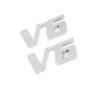 Partuto Polish Chrome V6 Fender Sticker Metal Emblem Decal Trim Badge 2Pcs Replacement
