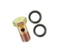 Partuto Single Banjo Bolt Kit, M10x1.25 Length 26mm Metric Thread Turbo Brake Line Fitting Adapter Universal for Car Durable Metal Bronze Tone W/Washers Replacement