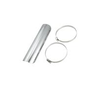 Partuto Universal Motorcycle Exhaust Pipe Heat Shield Curved Motorbike Heat Insulation Cover, 226x60mm, Durable, Stainless Steel, Silver Tone, 1 Set Replacement