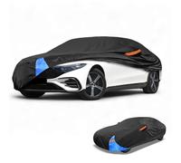 Partuto Waterproof All-Weather Universal Car Cover with Right Side Zipper, 190T Polyeste Black Blue Fits for Sedan Up to 165" Length