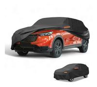 Partuto Waterproof All-Weather Universal Car Cover with Right Side Zipper, 190T-PU Black Fits for SUV Up to 181" Length