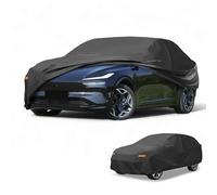 Partuto Waterproof All-Weather Universal Car Cover with Right Side Zipper & Mirror Pocket, 190T-PU Black Fits for SUV 181" to 190" Length