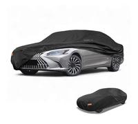 Partuto Waterproof All-Weather Universal Car Cover with Right Side Zipper & Mirror Pocket, 190T-PU Black Fits for Sedan 165" to 177" Length