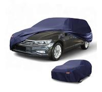 Partuto Waterproof All-Weather Universal Car Cover with Right Side Zipper & Mirror Pocket, 190T-PU Navy Blue Fits for Wagon 190" to 198" Length
