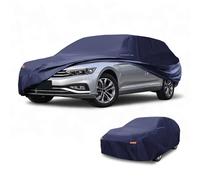 Partuto Waterproof All-Weather Universal Car Cover with Right Side Zipper & Mirror Pocket, 190T-PU Navy Blue Fits for Wagon 177" to 190" Length