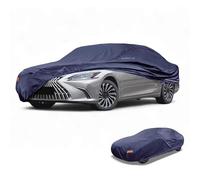 Partuto Waterproof All-Weather Universal Car Cover with Right Side Zipper & Mirror Pocket, 190T-PU Navy Blue Fits for Sedan 165" to 177" Length