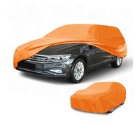 Partuto Waterproof All-Weather Universal Car Cover with Right Side Zipper & Mirror Pocket, 190T-PU Orange Fits for Wagon 190" to 198" Length