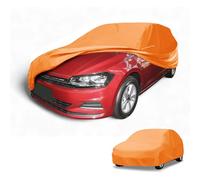Partuto Waterproof All-Weather Universal Car Cover with Right Side Zipper & Mirror Pocket, 190T-PU Orange Fits for Hatchbacks Up to 165" Length