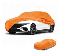 Partuto Waterproof All-Weather Universal Car Cover with Right Side Zipper & Mirror Pocket, 190T-PU Orange Fits for Sedan Up to 165" Length