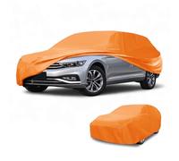Partuto Waterproof All-Weather Universal Car Cover with Right Side Zipper & Mirror Pocket, 190T-PU Orange Fits for Wagon 177" to 190" Length