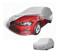 Partuto Waterproof All-Weather Universal Car Cover with Right Side Zipper & Mirror Pocket, 190T-PU Silver Tone Fits for Hatchbacks 165" to 177" Length