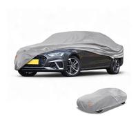 Partuto Waterproof All-Weather Universal Car Cover with Right Side Zipper & Mirror Pocket, 190T-PU Silver Tone Fits for Sedan 177" to 185" Length