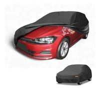 Partuto Waterproof All-Weather Universal Car Cover with Right Side Zipper & Mirror Pocket, 210D-PU Black Fits for Hatchbacks Up to 165" Length