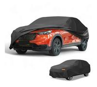 Partuto Waterproof All-Weather Universal Car Cover with Right Side Zipper & Mirror Pocket, 210D-PU Black Fits for SUV Up to 181" Length