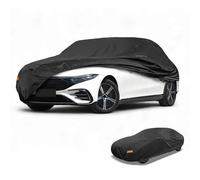 Partuto Waterproof All-Weather Universal Car Cover with Right Side Zipper & Mirror Pocket, Aluminum Film Black Fits for Sedan Up to 165" Length