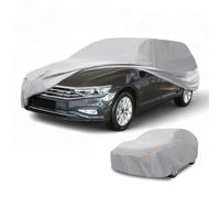 Partuto Waterproof All-Weather Universal Car Cover with Right Side Zipper & Mirror Pocket, Aluminum Film Silver Tone Fits for Wagon 190" to 198" Length