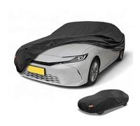 Partuto Waterproof All-Weather Universal Car Cover with Right Side Zipper & Mirror Pocket, Aluminum Film Black Fits for Sedan 185" to 192" Length