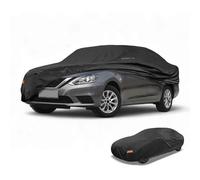 Partuto Waterproof All-Weather Universal Sedan Car Cover with Right Side Zipper & Mirror Pocket, 190T-PU Black Fits for Sedan 192" to 208" Length