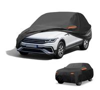 Partuto Waterproof Car Cover for Volkswagen Tiguan 190T-PU BK w/Zipper | with Right Side Zipper, Outdoor Waterproof Full Car Cover UV-Resistant, 190T-PU, Black