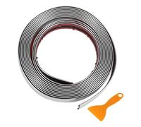 Partuto Window Trim Strip Kit Exterior Car Bumper Door Body Self Adhesive Scratch-Proof Decorative Sticker 16.4ft x 0.98" Silver Tone 1 Set