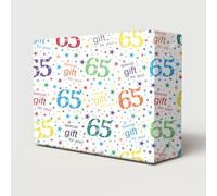 Party Angels 2 Sheets 65th Birthday White Multi Colour Wrapping Paper Age 65 Birthday Gift Wrap Paper Male/Female/Unisex White & Multi Colour (PA)