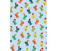 Party Angels 2 Sheets Merry Christmas Dinosaurs Children Wrapping paper Xmas Kids Cute Unisex Giftwrap (PA), 2 Count (Pack of 1)