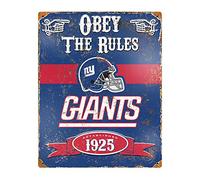 Party Animal NFL Embossed Metal Vintage New York Giants Sign, 11.5x14.5 Inches