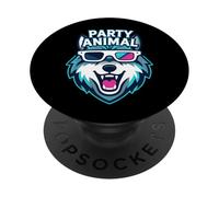Party Animal Wolf with 3D Glasses Funny Rave Graphic PopSockets Adhesive PopGrip