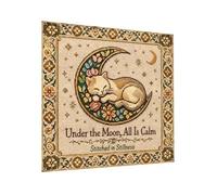 Party Background,Cat Moon Pattern Embroidery Art - Holiday Indoor Background Decor | for Birthday Living Room Bedroom Dining Room Party Photography Family Gathering