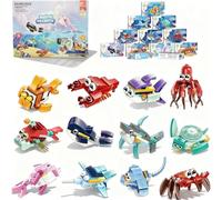 Party Bag Fillers for Kids,12 PCS 12 in 1 Marine Organism Building Blocks Toy, Animal Building Models for Girls & Boys 6+, Birthday, Easter, Party Favors Return Gift, Classroom Prize Favors (A)