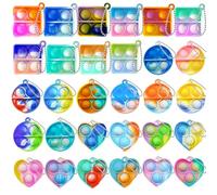 Party Bag Fillers For Kids, 30pcs Poppet Fidget Toy Colorful Silicone Mini Pop Fidget Toy Party Favours Pop It Keyring Fidget Keychain For Class Gifts Birthday Gifts For Girls Boys