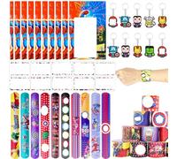 Party Bag Fillers for Kids, 40Pcs Avengers Theme Assorted Toys Pinata Filler with Slap Bands Stickers Keychains Gift Bags Lucky Dip Prizes Party Favours for Birthday Gift Halloween