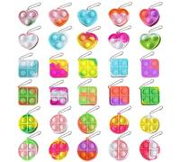 Party Bag Fillers for Kids, OIHCAZ 30PCS Pop It Fidget Toys, Mini Bubble Sensory Popper Toy Keyring Return Poppet Gifts for Class Birthday Party Bags