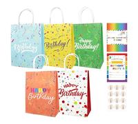 Party Bags, 20 Pack Birthday Gift Bag Set with Invitations Envelopes Stickers Multipack Small Paper Present Bags with Handles Thank You Goodie Bag for Kids Girls Treat Festival Themed Decoration