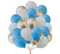 Party Balloons Arch Set - White, Light-Blue, Silver Combo - 5 Inch & 10 Inch - Pack of 100 - Helium Set - Wedding, Birthday, Party Shower Decoration