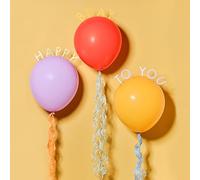 Party Balloons Pack of 3, 18" Balloons with Fun Slogans & Tissue Tassels in Lilac, Red, Yellow, Perfect for Birthday & General Parties, Includes 45M White Jute Twine