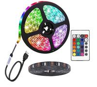 Party Balloons USB Powered RGB LED Strip Lights 1-5m, DIY Indoor Decoration, Ideal for TV, Room, Home, Kitchen 24 Keys Infrared Remote RGB 5050 Light with 16 Colours (2m (6,56 Feet))