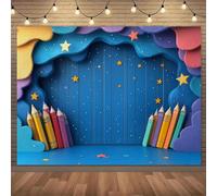 Party banner: 1 colored pencil with starry sky background, artistic and playful, perfect for classroom decoration 240X180cm
